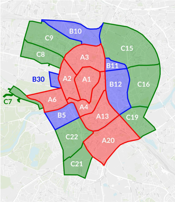 Mapa strefy Płatnego Parkowania w Krakowie